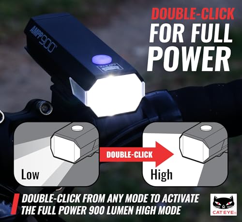 Rechargeable Bike Light 900 Lumen USB-C Headlight for Cycling - Variation Ampp900