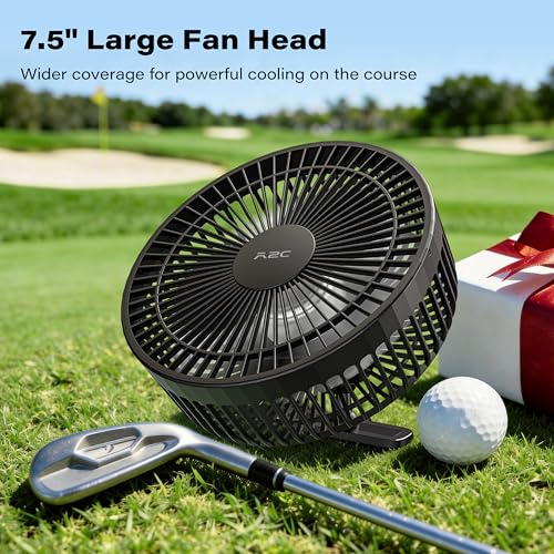 Rechargeable Magnetic Fan for Golf Cart - 7.5-Inch Dual Fans, 28Hrs Battery, Black 2-Pack