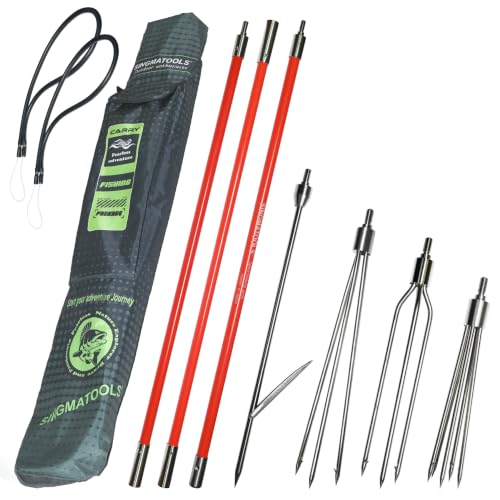 Orange Hawaiian Sling Spearfishing Pole Set - Fiberglass & Stainless Steel