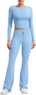 YEOREO Women's Two-Piece Lounge Set - Long Sleeve Top & Drawstring Wide Leg Pants | Stylish Comfort