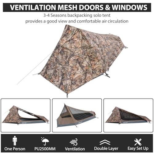 GEERTOP Camouflage Ultralight Solo Bivy Tent for Camping & Backpacking