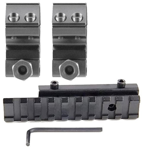 360 Tactical .22/Airgun 3/8" Dovetail to 7/8" Weaver Picatinny Rail See-Through Adapter Mount High Profile 9 Slots (Pack of 2 - Rail + Ring)
