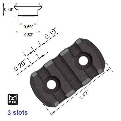 Gotical Multi Slots Mlok to Picatinny Rail Adapter 3 Slot Picatinny Rail Section Three Slots for MLok Handguard 2 Pieces (Pack of 2)
