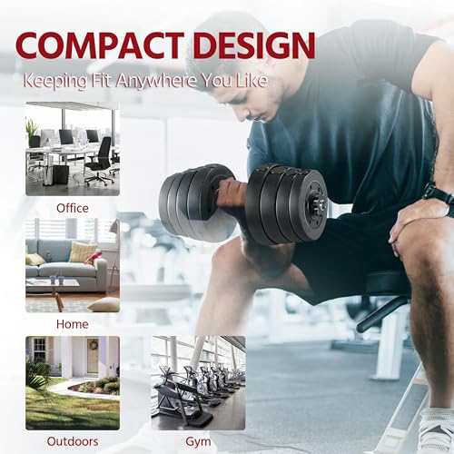 Yaheetech Adjustable Dumbbell Set 66lb with Spinlock Collars - Black