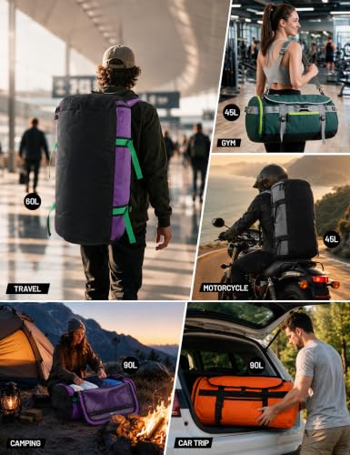 MIER Large Travel Duffle Bag Backpack 45L Black Convertible Gym Sports