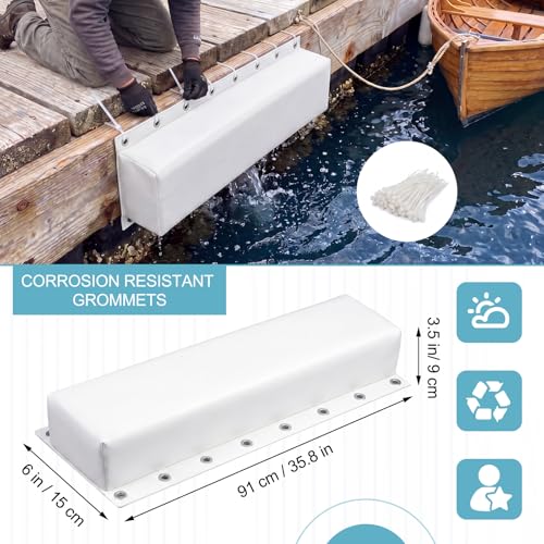Heavy-Duty Marine Dock Bumpers - White, 35.8 x 6 x 3.5 Inches, Pack of 4