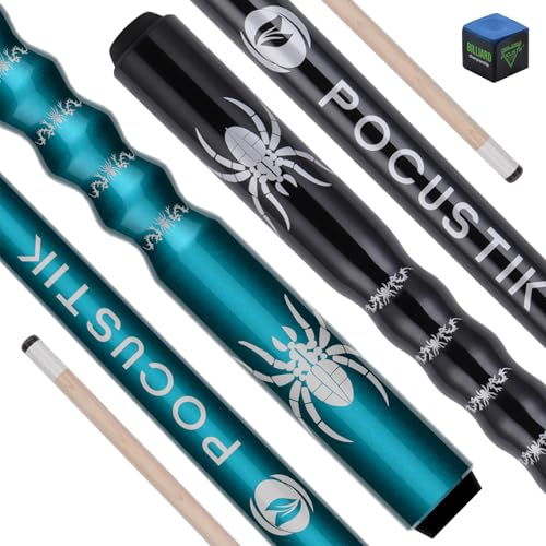 58-Inch Black & Teal 2-Piece Pool Cue Set with Canadian Maple & Ergonomic Grip