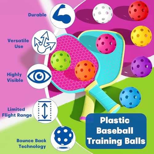 Multicolor 40 Pack Practice Baseballs Softballs Plastic Training Balls for Hitting and Pitching