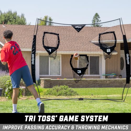 GoSports 8 x 8 ft Football Throwing Net - Black Practice Target for Quarterbacks