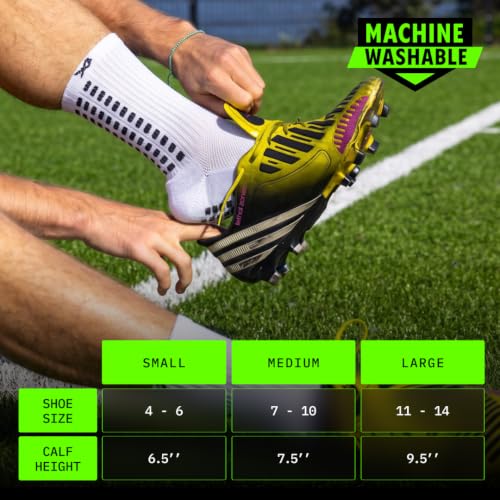 LUX Sports DualGrip Soccer Grip Socks - Small White Pack of 1