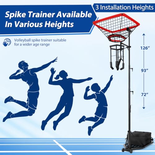 HVDI Volleyball Setter & Spike Trainer System 126" - Heavy Duty Training Aid with 88LB Sandbag Base & Dual Wheels
