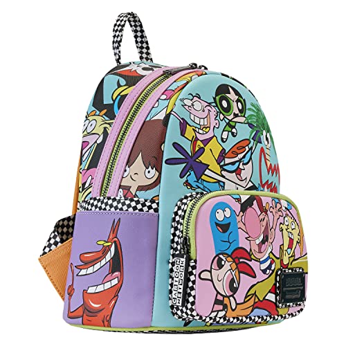 Cartoon Network Mini Backpack with Retro Collage Design - Vegan Leather, Adjustable Straps