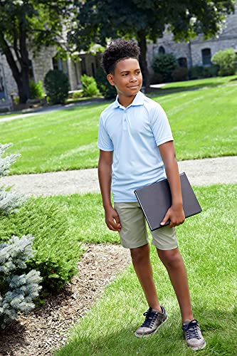 Youth Performance Polo Shirt - Short Sleeve, Moisture-Wicking, Light Blue, 6-7
