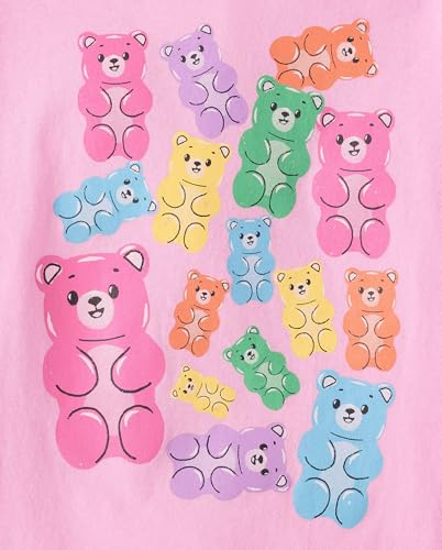 Children's Place Girls' Short Sleeve Graphic T-Shirts 5-Pack Medium Bow Heart Candy Bear Food Capybara