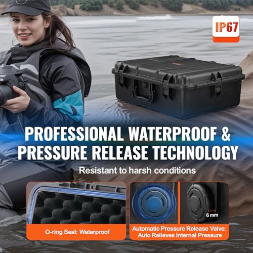 VEVOR Waterproof Hard Case 24.41x19.29x8.86in Heavy Duty Travel Protective Box