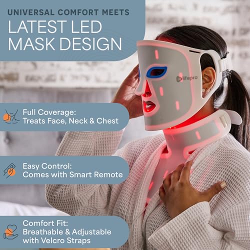 White LifePro Revitaglow Red Light Therapy Mask - Triple Chip LED Face Mask