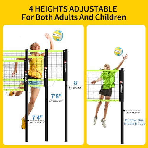 Olybeaka 20FT Outdoor Volleyball Net Set Black and Green for Backyard & Beach