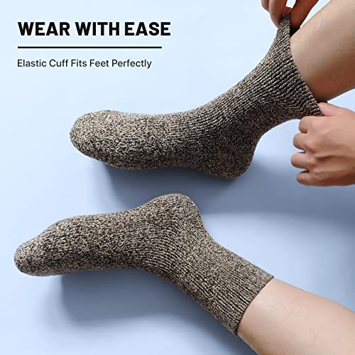 Simya Merino Wool Hiking Socks 5 Pairs - Multi Color, Thick Crew Socks for Men & Women