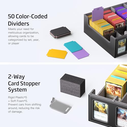 Trading Card Storage Box 5 Rows 3900+ Capacity with Magnetic Lid - Black