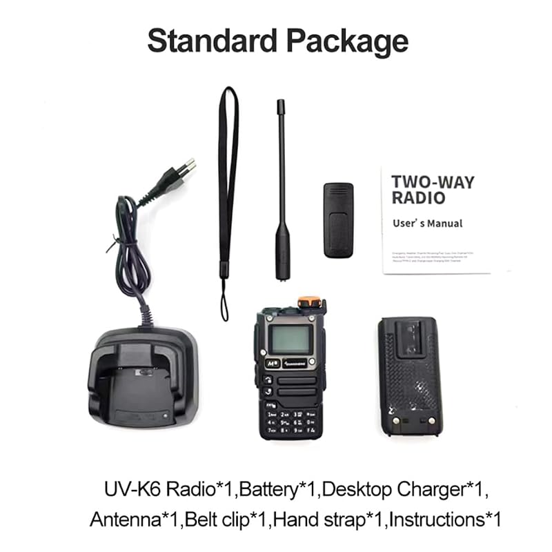 Walkie Talkie 5W UHF/VHF Two-Way Radio with NOAA Weather Alert – UV-K6/K5 (Type-C Charge)