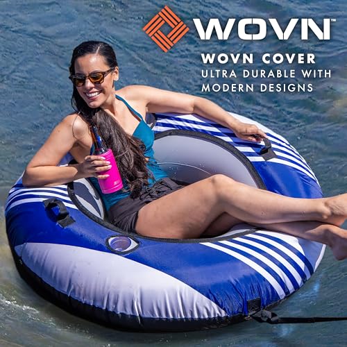 48 Inch River Tube with Canvas Cover - Heavy Duty Floating Lounge for Lakes & Pools