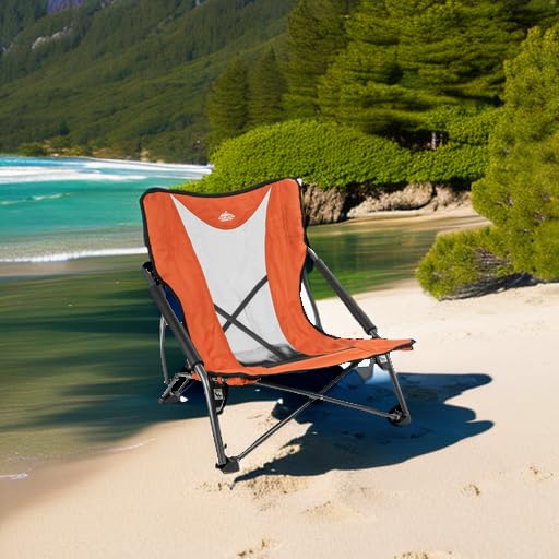 Orange Folding Camp Chair - Low Profile, Lightweight Outdoor Seating
