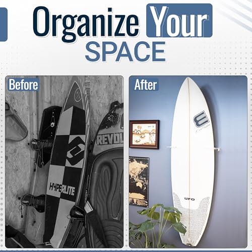 Vertical Surfboard Wall Mount Rack - Clear Acrylic Floating Storage Holder