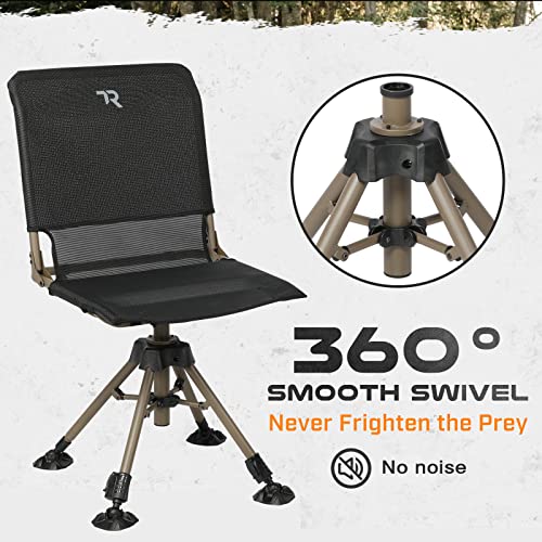 Black 360° Silent Swivel Hunting Chair - Armless Folding Adjustable Height
