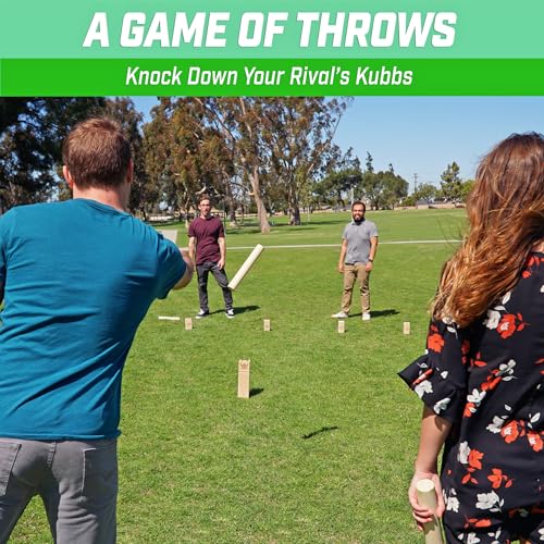 Kubb Yard Game Set - Regulation Size with Natural Hardwood - Outdoor Lawn Game