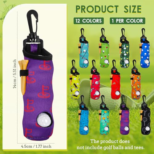 12 Pack Golf Ball Pouch with Tee Holder - Portable Neoprene Golf Accessory