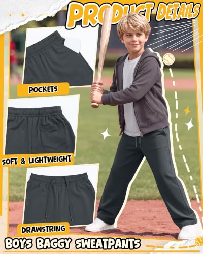 Oakgarden Boys Baggy Sweatpants 5-Pack for 12-13 Years - Black & Gray Variants