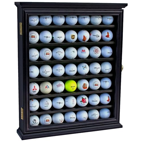 Golf Ball Display Case Wall Rack Lockable Acrylic Door Black Finish - DisplayGifts