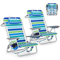 GarveeLife 2 Pack Portable Folding Beach Chairs with Recline & Accessories - Lightweight Support to 350LBS - Standard