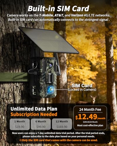 Loatos 2-Pack Cellular Trail Camera with 2K HD Live Streaming, Night Vision, Solar Power, Waterproof IP66