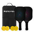 MEREMEE Pickleball Paddles, Fiberglass Surface with Balls and Bag, Lightweight Pickleball Paddles Set of 2 for Men, Women, Kids, Adults(B&R)
