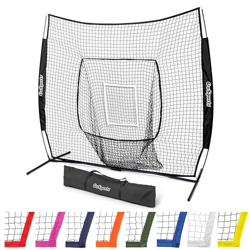 GoSports 7 x 7 ft Softball & Baseball Training Net - Black, Strike Zone, Portable