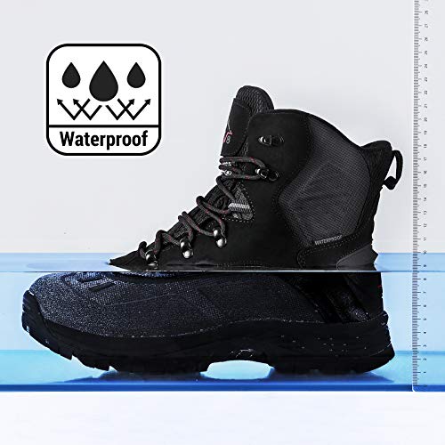 NORTIV 8 Men's Waterproof Snow Hiking Boots - Black, Size 10, Winter & Snow