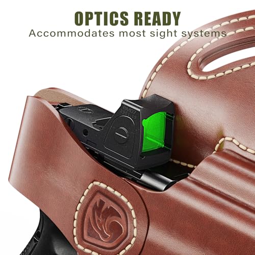 Tan Leather Hybrid OWB Holster for Glock 19X/23/32/44/45 - Right Hand