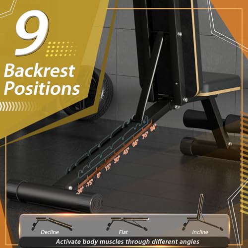 Heavy-Duty Adjustable Foldable Weight Bench for Home Gym - 660 LBS Capacity