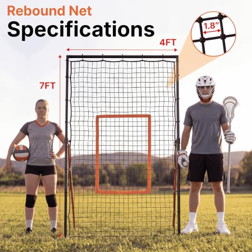 HiTekk 7x4 ft Sports Rebounder Net | Practice Solo Multi-Sport Training