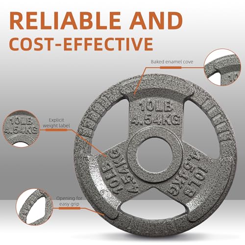 Fitvids 2 Inch Olympic Barbell Weight Plates Set, 70 LB(2.5-10 LB) Barbell Weight Set for Home Gym Strength Training, Triple-handle Design