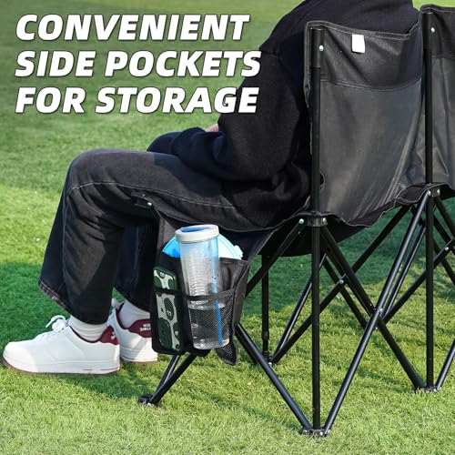 G GOOD GAIN Portable Soccer Bench 4 Seats Black - Foldable, No Assembly
