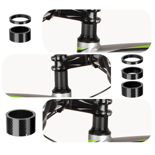 BUCKLOS Bicycle Spacers 11 Pieces Fit 28.6mm Bicycle Threadless Front Fork Stem,2 3 5 10 15 20mm Carbon Fiber Washers Shiny