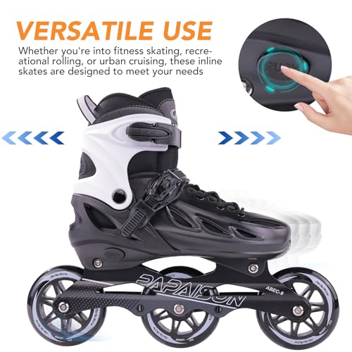 Adult & Youth Inline Skates Black Large Size - Adjustable Fitness Speed Racing