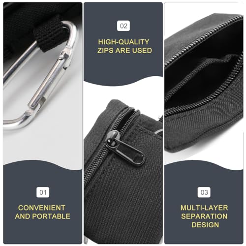 Black Mini EDC Molle Pouch Outdoor Wallet with Carabiner & Coin Storage