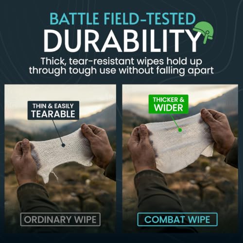 Combat Wipes ACTIVE Outdoor Wet Wipes - Extra Thick Biodegradable 25 Count Pack