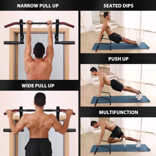 Doorway Pull-Up Bar with Multi-Grip Handles - No Drill Home Fitness Equipment