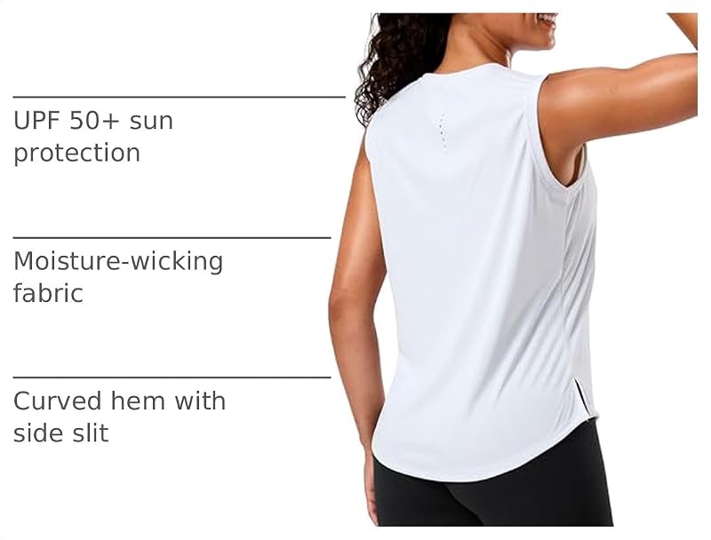 G Gradual Women's Sleeveless Workout Tank Top A-white Medium - UPF 50+, breathable yoga & running tee