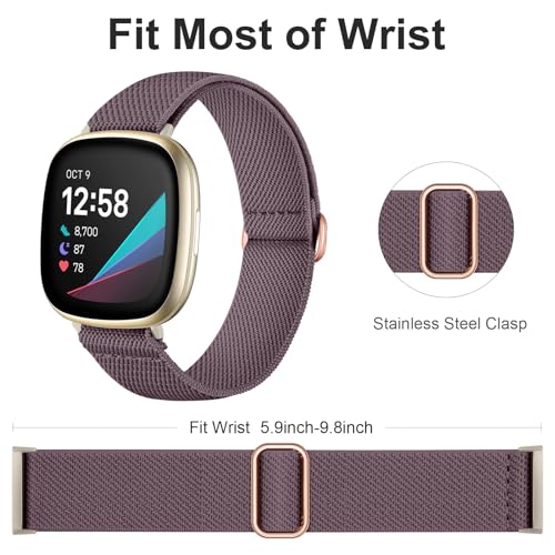 Water-Resistant Nylon Sport Bands for Fitbit Versa 4 & Sense 2 - 6 Pack, Black Pink Red Apricot