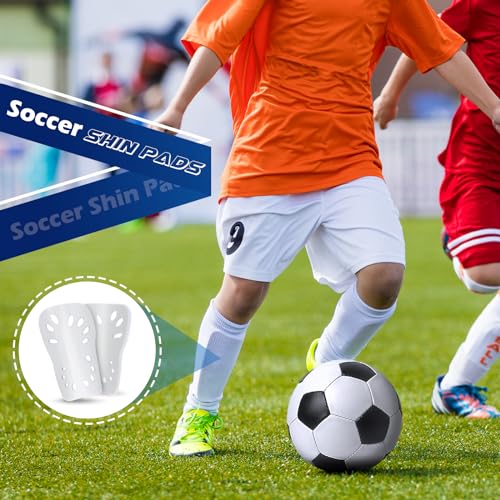 Soccer Shin Guards for Youth & Adults - Black & White, Small, Breathable & Lightweight